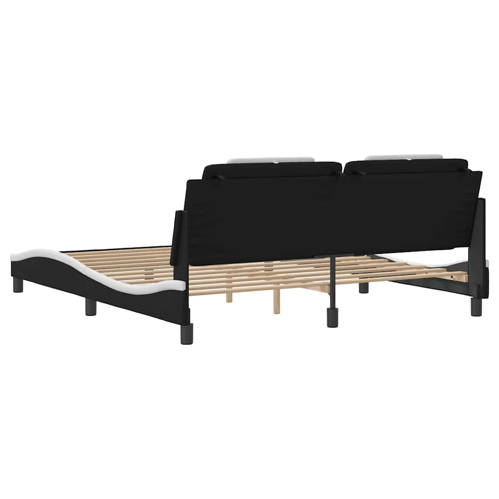sengeramme uden madras Viana 180x200 cm kunstlæder sort og hvid