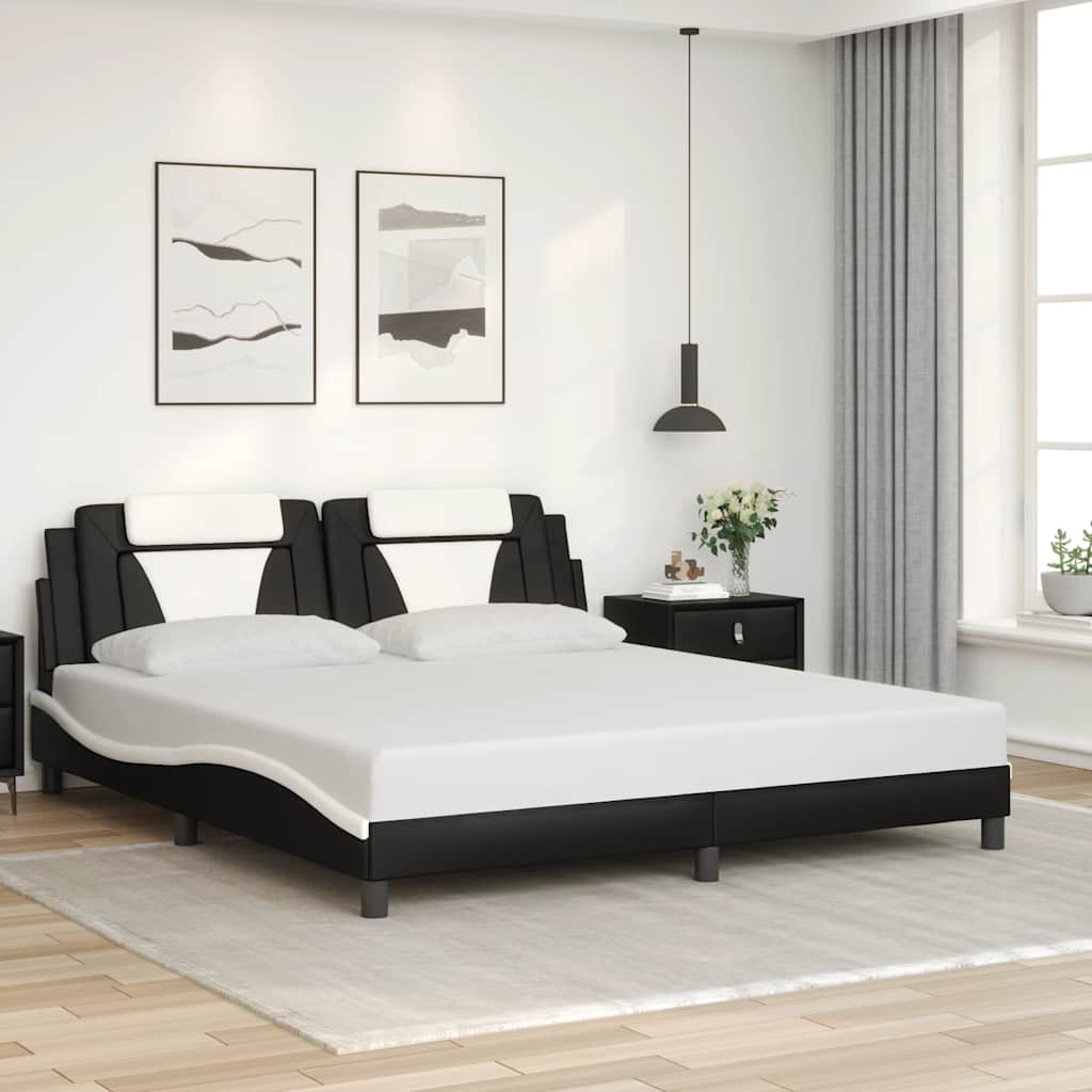 sengeramme uden madras Viana 180x200 cm kunstlæder sort og hvid