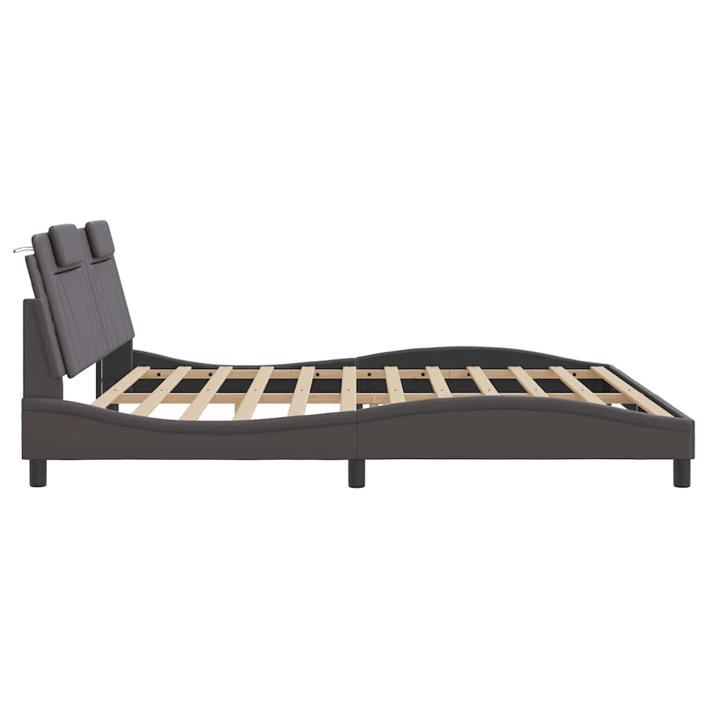 sengeramme uden madras Viana 200x200 cm kunstlæder grå