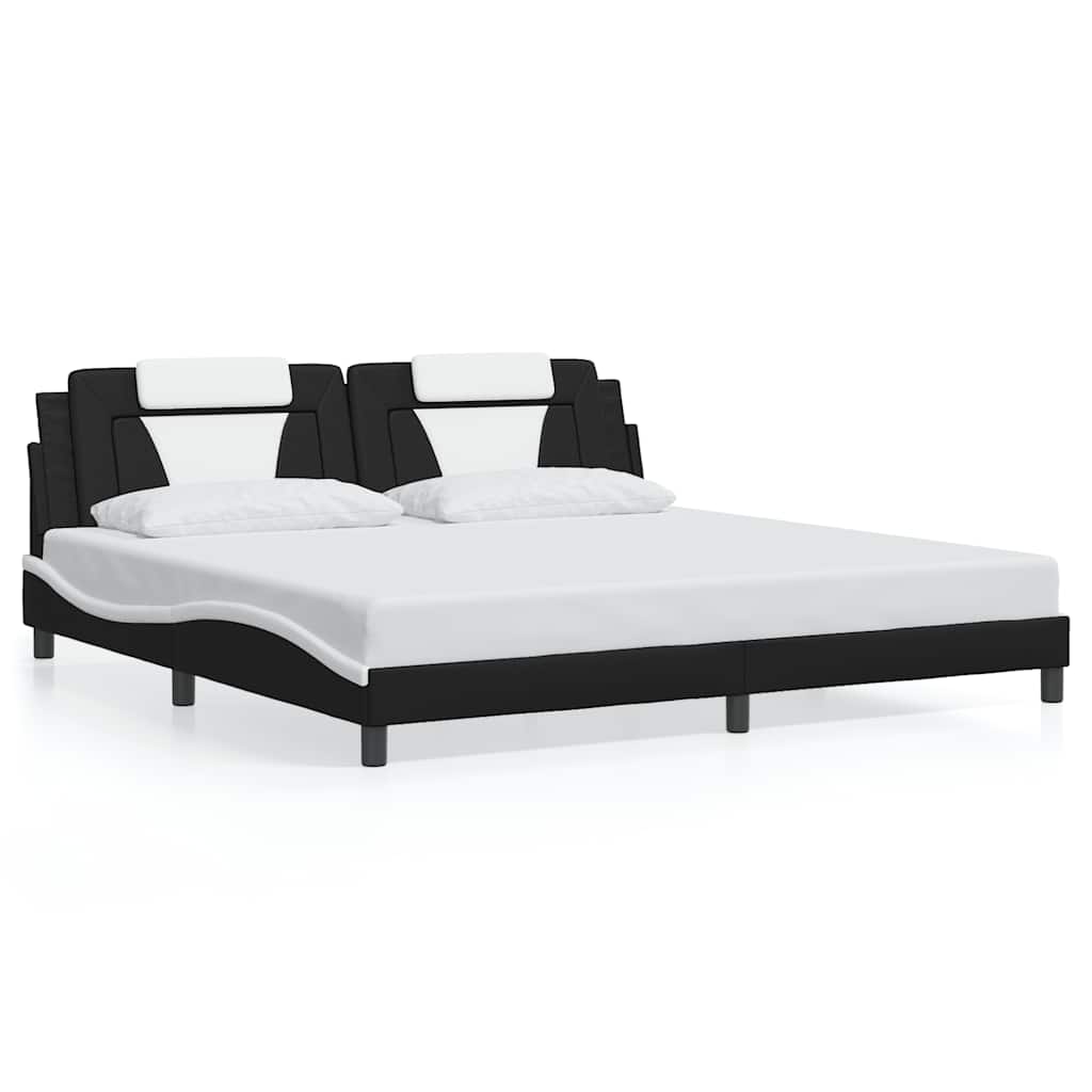 sengeramme uden madras Viana 200x200 cm kunstlæder sort og hvid