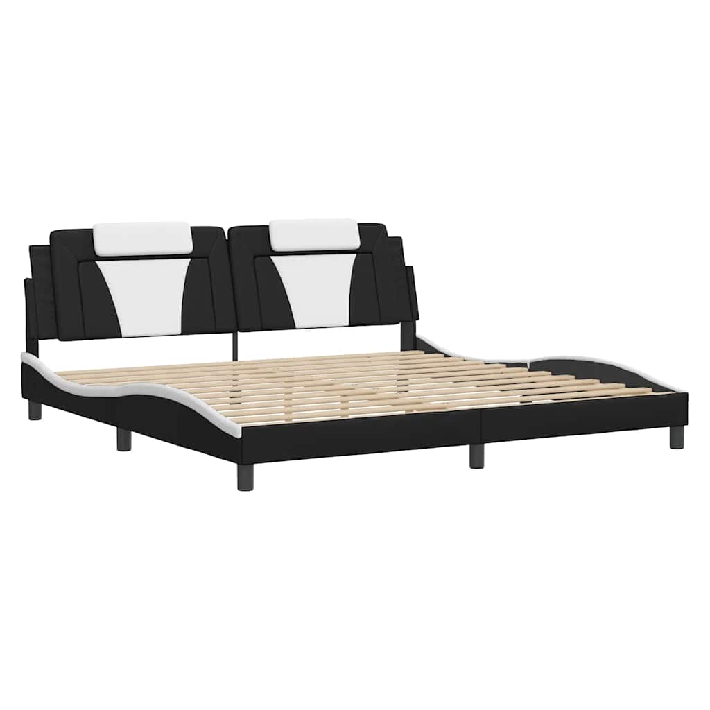 sengeramme uden madras Viana 200x200 cm kunstlæder sort og hvid