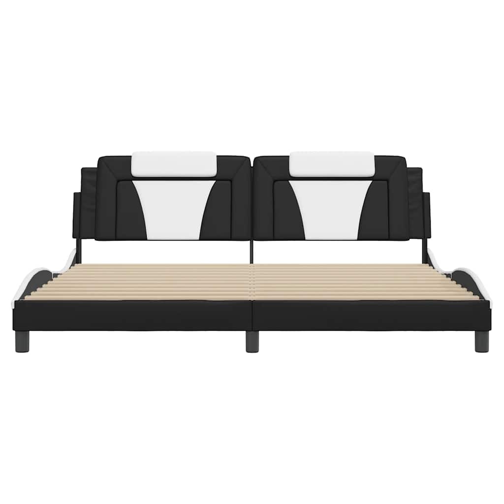 sengeramme uden madras Viana 200x200 cm kunstlæder sort og hvid