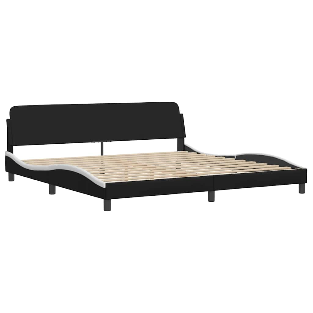 sengeramme uden madras Viana 200x200 cm kunstlæder sort og hvid