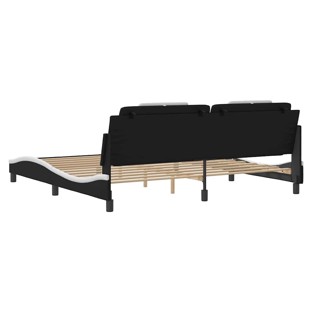 sengeramme uden madras Viana 200x200 cm kunstlæder sort og hvid