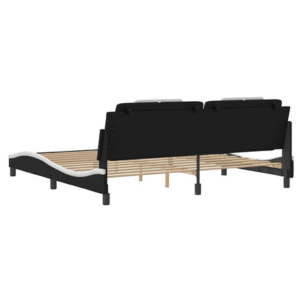 sengeramme uden madras Viana 200x200 cm kunstlæder sort og hvid