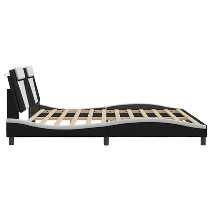 sengeramme uden madras Viana 200x200 cm kunstlæder sort og hvid