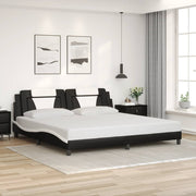 sengeramme uden madras Viana 200x200 cm kunstlæder sort og hvid