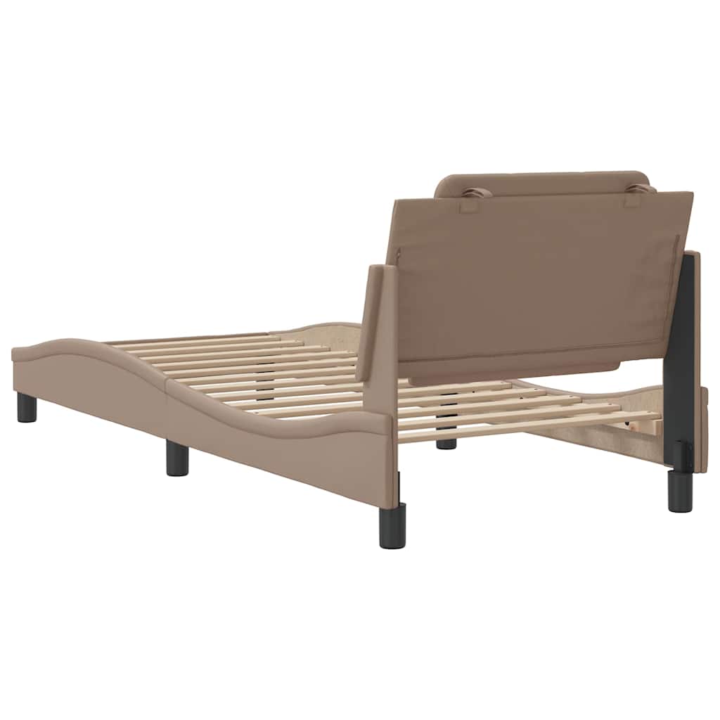 sengeramme uden madras Zadar 90x190 cm kunstlæder cappuccinofarvet