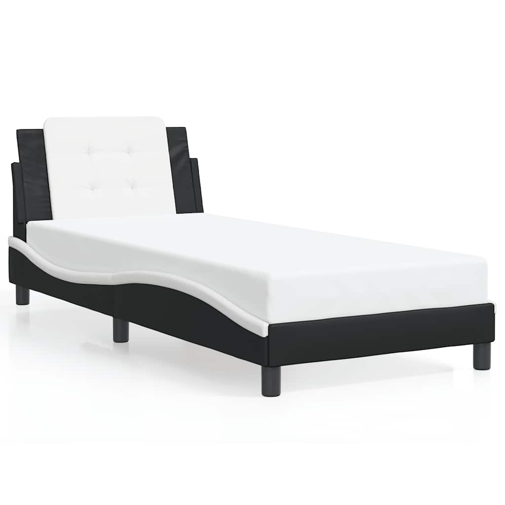 sengeramme uden madras Zadar 90x190 cm kunstlæder sort og hvid