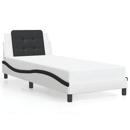 sengeramme uden madras Zadar 90x190 cm kunstlæder sort og hvid