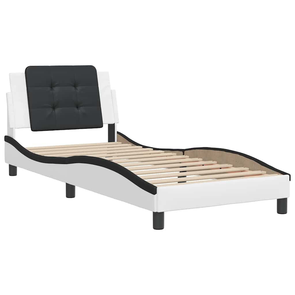 sengeramme uden madras Zadar 90x190 cm kunstlæder sort og hvid