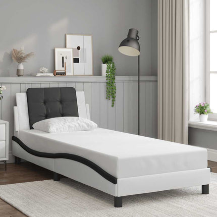 sengeramme uden madras Zadar 90x190 cm kunstlæder sort og hvid