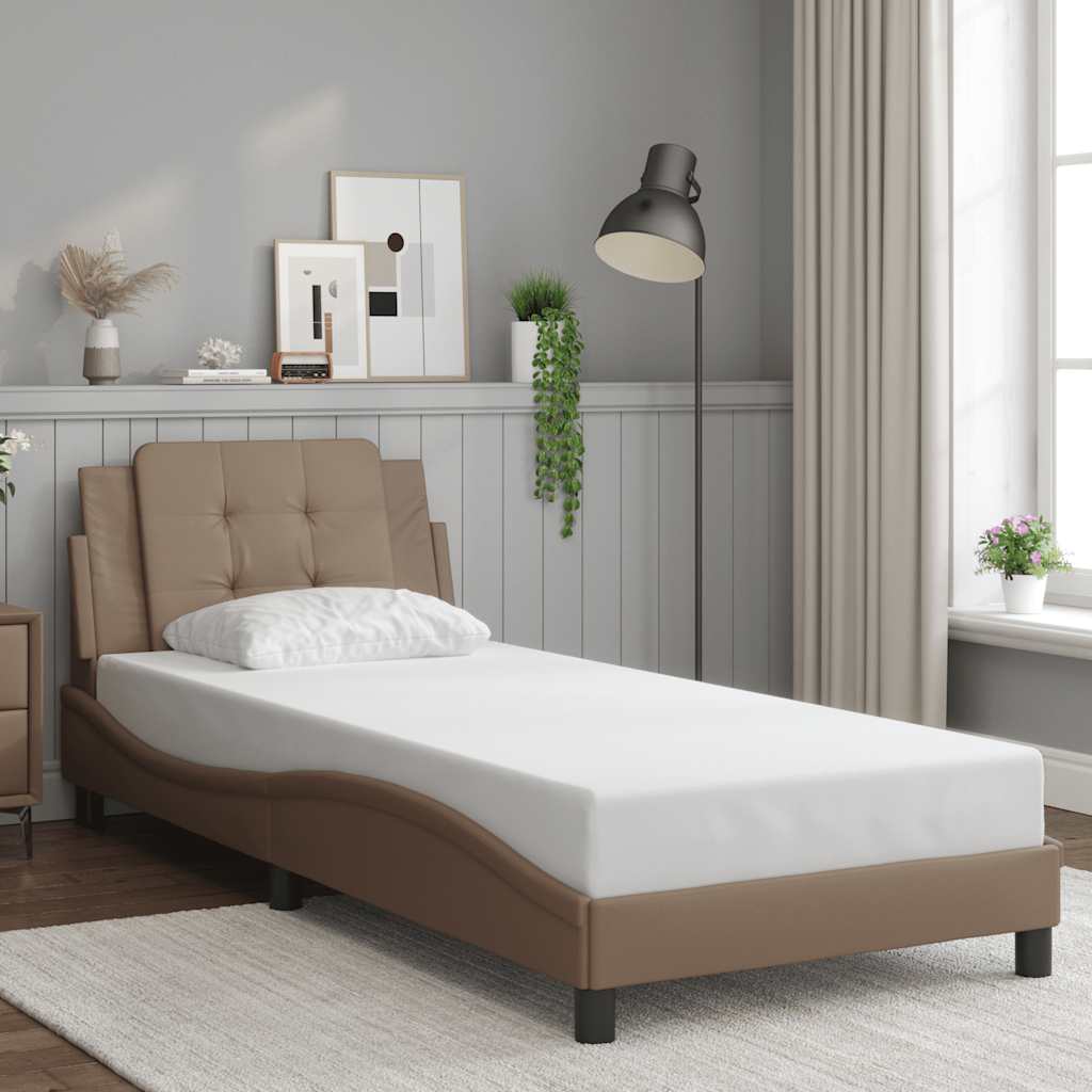 sengeramme uden madras Zadar 90x200 cm kunstlæder cappuccinofarvet
