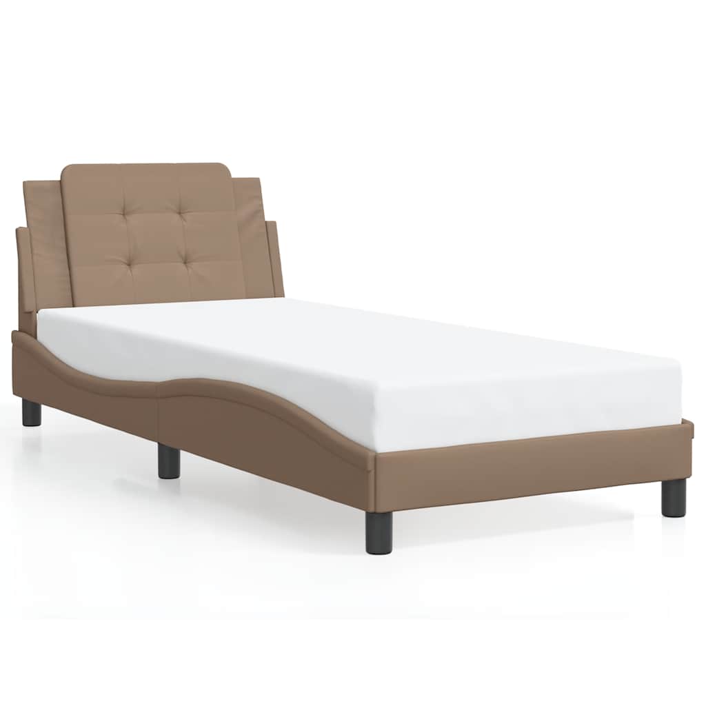 sengeramme uden madras Zadar 100x200 cm kunstlæder cappuccinofarvet