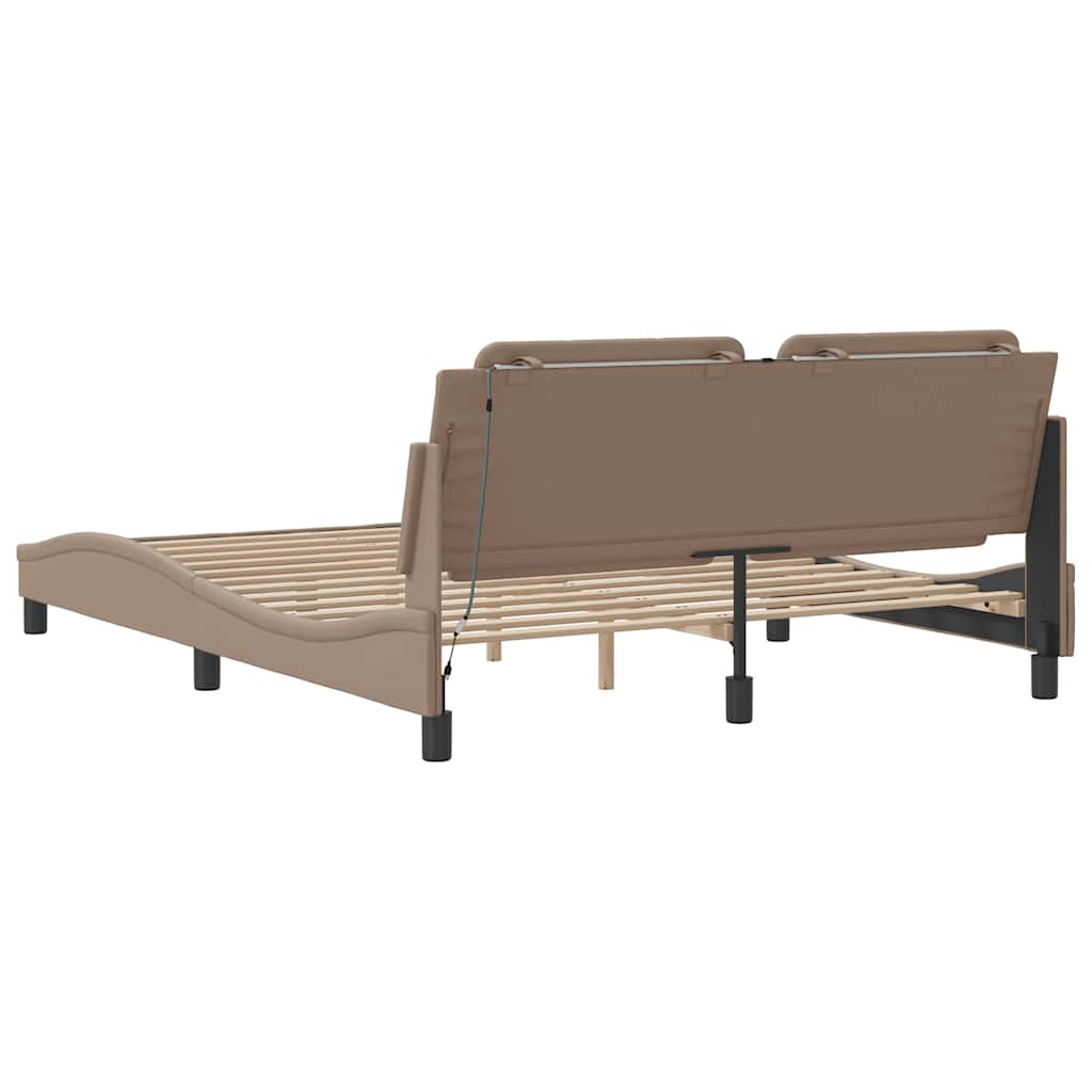 sengeramme uden madras Zadar 160x200 cm kunstlæder cappuccinofarvet