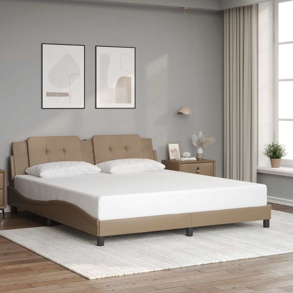 sengeramme uden madras Zadar 180x200 cm kunstlæder cappuccinofarvet
