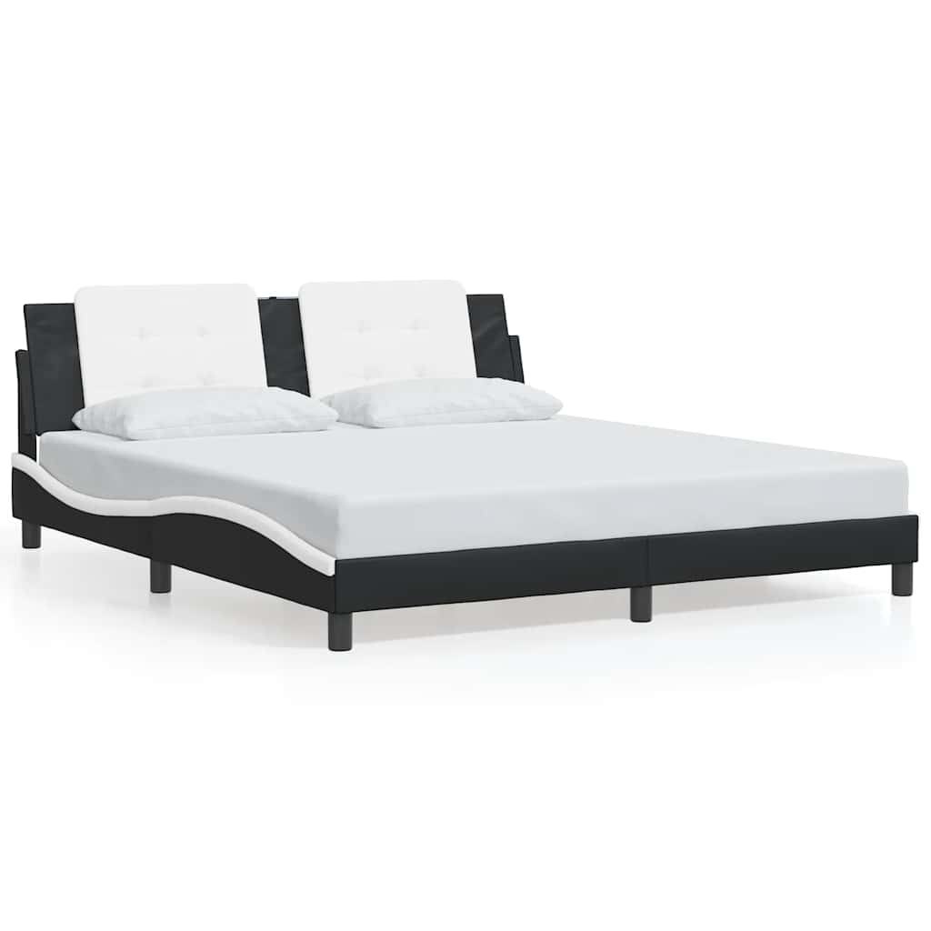sengeramme uden madras Zadar 180x200 cm kunstlæder sort og hvid