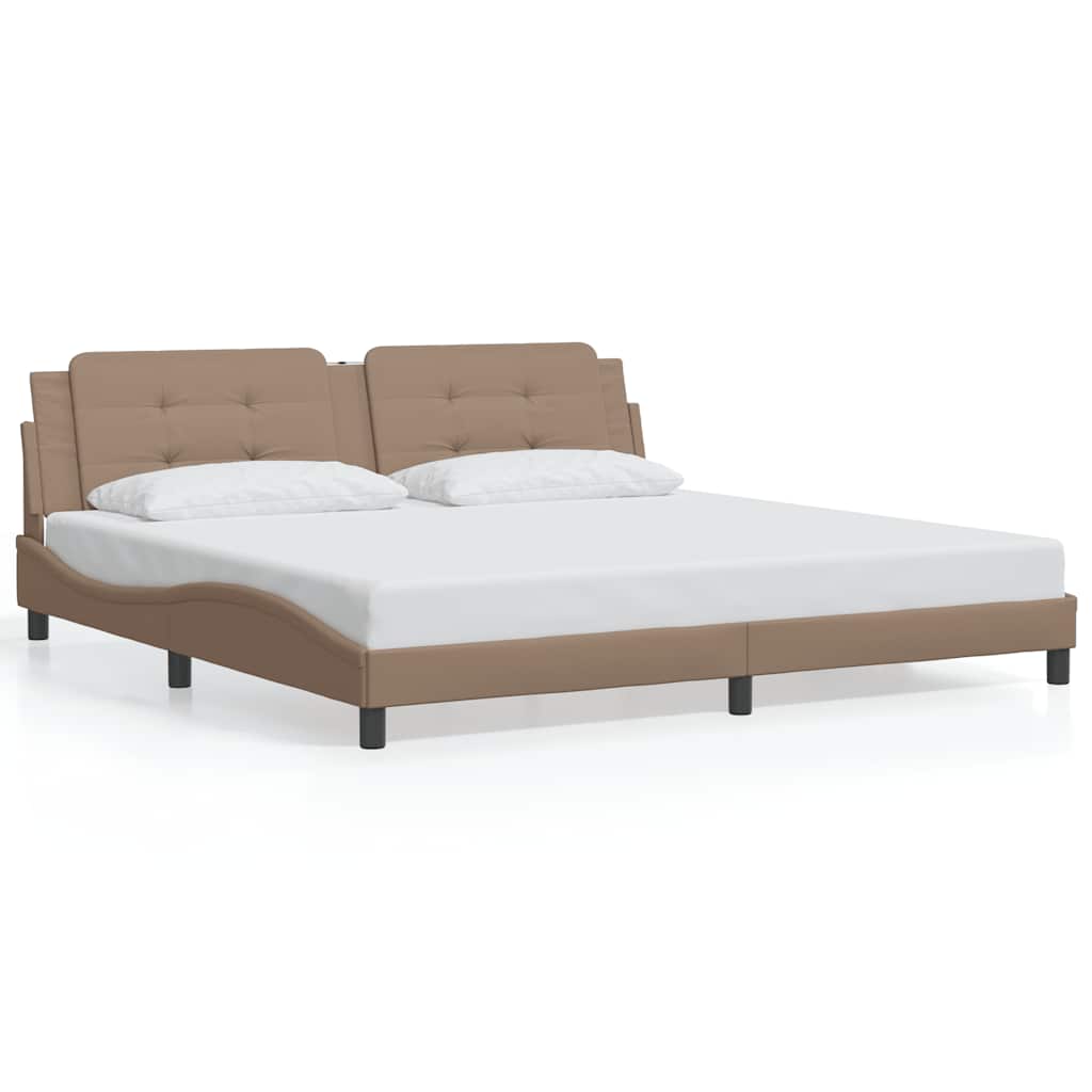 sengeramme uden madras Zadar 200x200 cm kunstlæder cappuccinofarvet