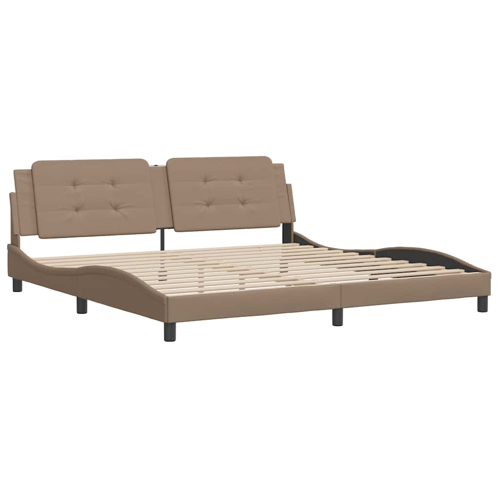 sengeramme uden madras Zadar 200x200 cm kunstlæder cappuccinofarvet