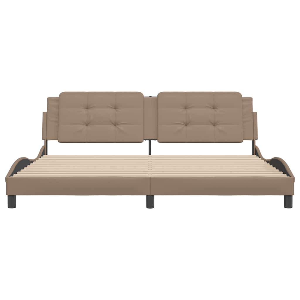 sengeramme uden madras Zadar 200x200 cm kunstlæder cappuccinofarvet