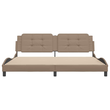 sengeramme uden madras Zadar 200x200 cm kunstlæder cappuccinofarvet