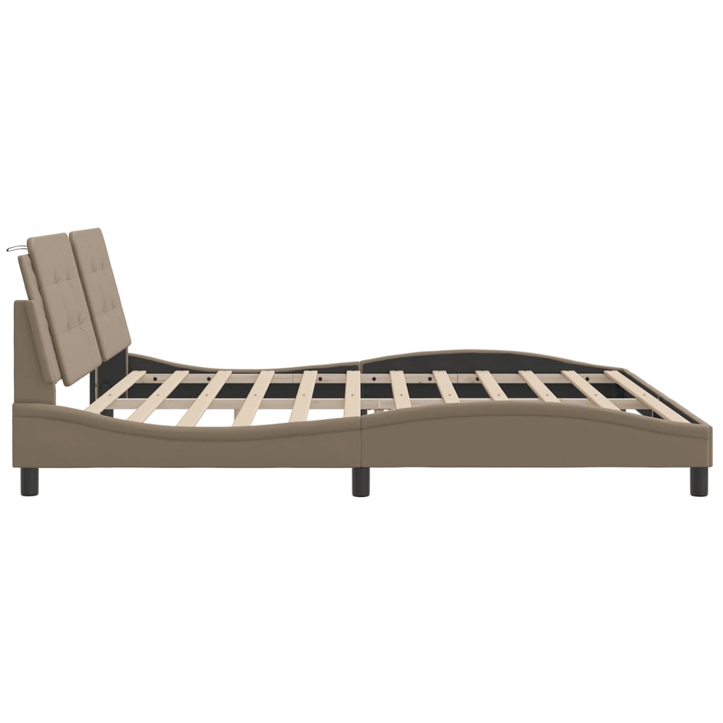 sengeramme uden madras Zadar 200x200 cm kunstlæder cappuccinofarvet