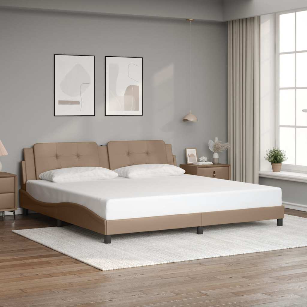 sengeramme uden madras Zadar 200x200 cm kunstlæder cappuccinofarvet