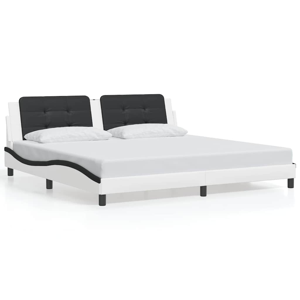 sengeramme uden madras Zadar 200x200 cm kunstlæder hvid og sort