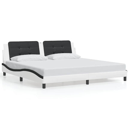 sengeramme uden madras Zadar 200x200 cm kunstlæder hvid og sort