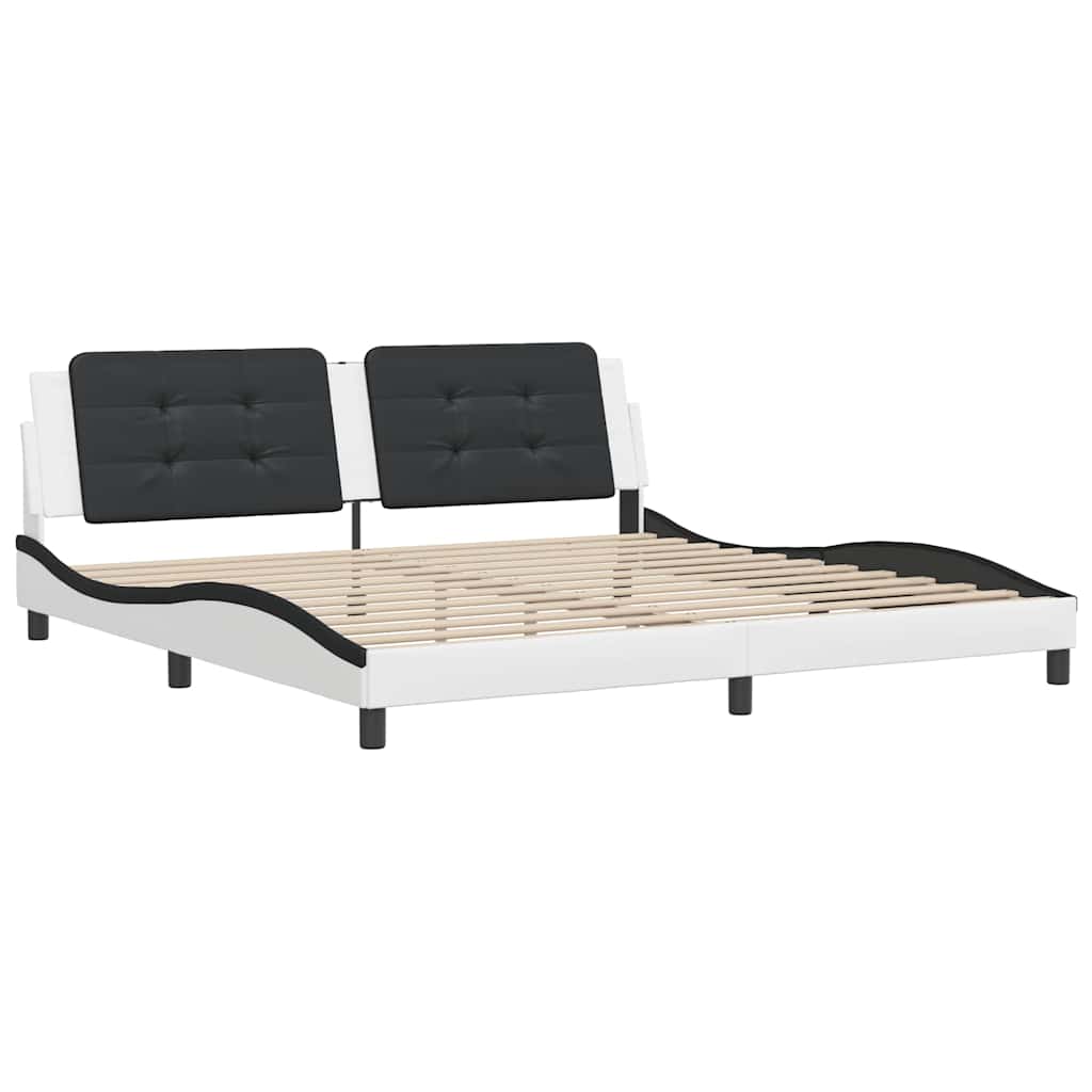 sengeramme uden madras Zadar 200x200 cm kunstlæder hvid og sort