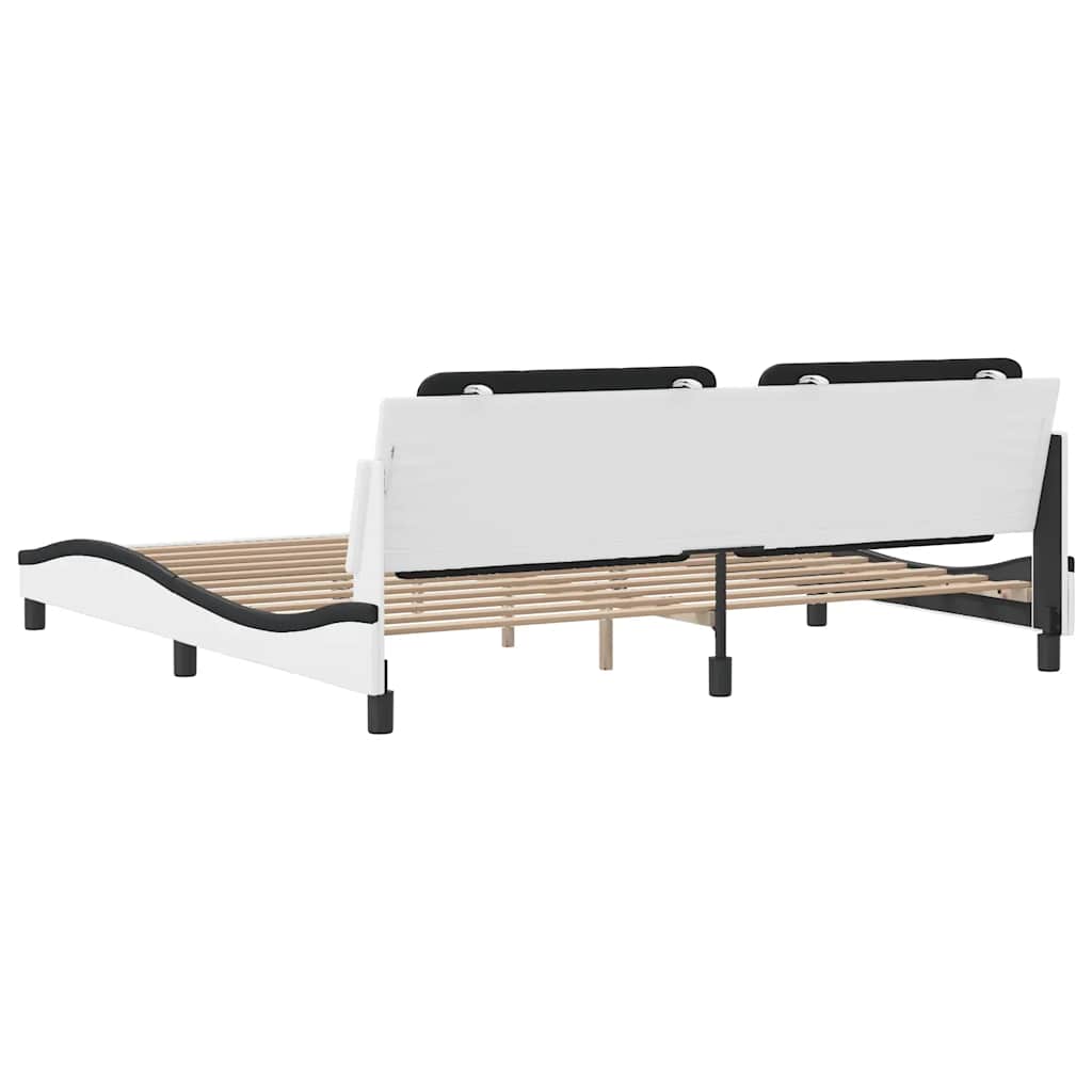 sengeramme uden madras Zadar 200x200 cm kunstlæder hvid og sort