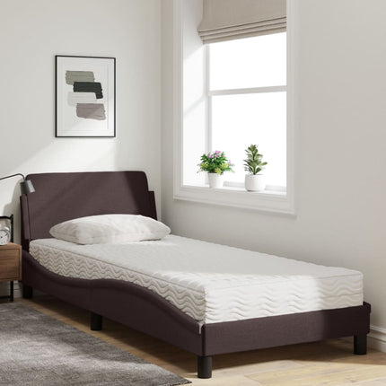 seng med madras Dover 90x190 cm stof mørkebrun