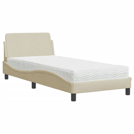 seng med madras Dover 90x190 cm stof cremefarvet