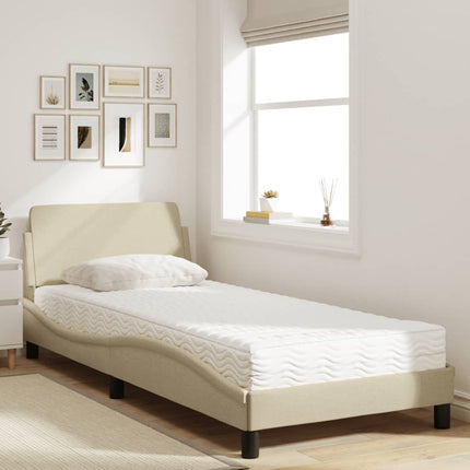 seng med madras Dover 90x190 cm stof cremefarvet