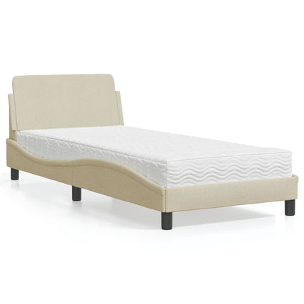 seng med madras Dover 90x190 cm stof cremefarvet