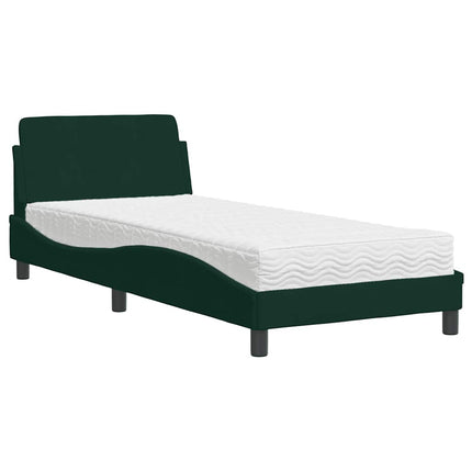seng med madras Dover 90x190 cm velour mørkegrøn