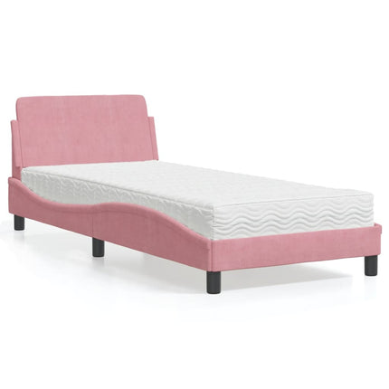seng med madras Dover 90x190 cm velour lyserød