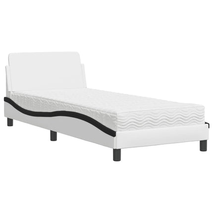 seng med madras Dover 90x190 cm kunstlæder hvid og sort