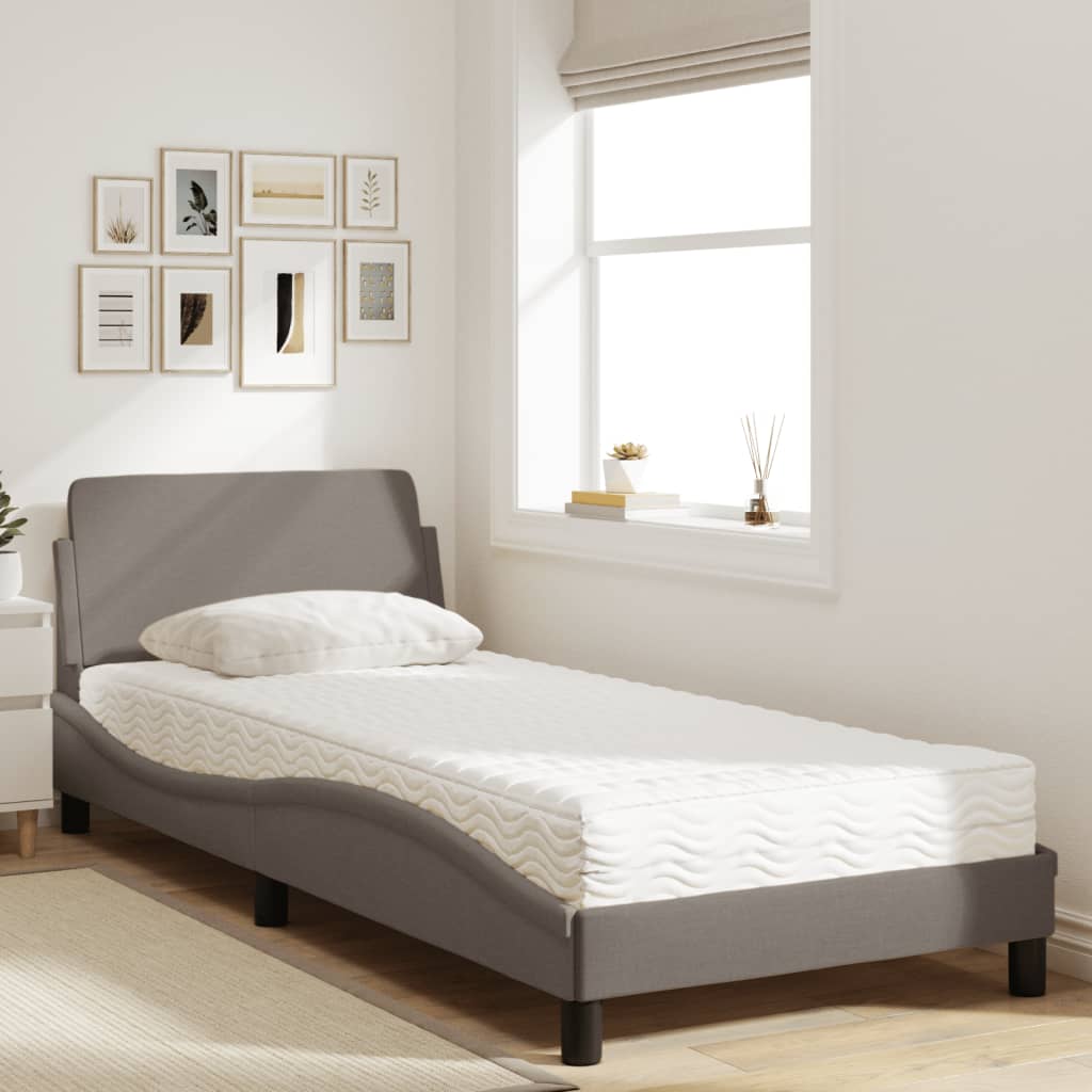 seng med madras Dover 90x200 cm stof gråbrun