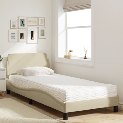 seng med madras Dover 90x200 cm stof cremefarvet