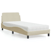 seng med madras Dover 90x200 cm stof cremefarvet