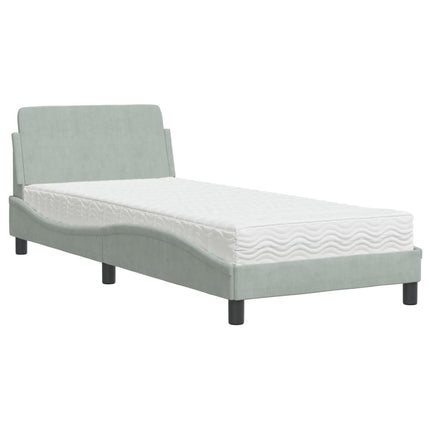 seng med madras Dover 90x200 cm velour lysegrå