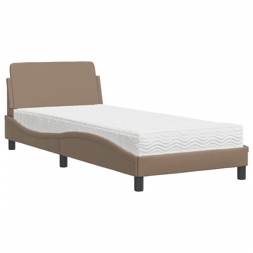 seng med madras Dover 90x200 cm kunstlæder cappuccinofarvet