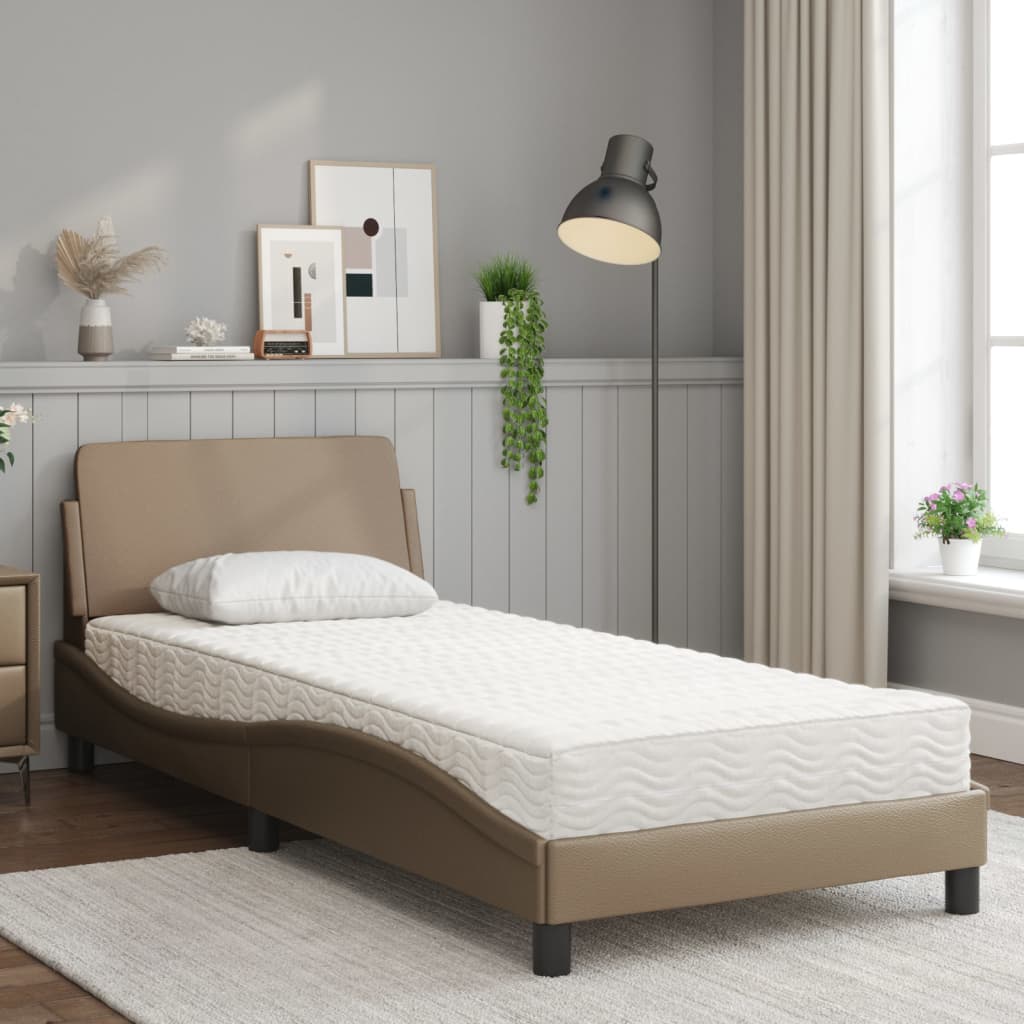 seng med madras Dover 90x200 cm kunstlæder cappuccinofarvet