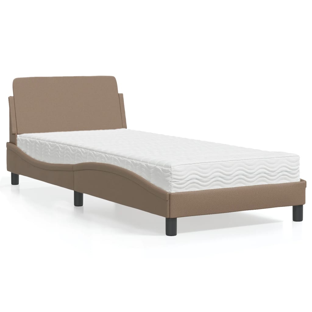 seng med madras Dover 90x200 cm kunstlæder cappuccinofarvet