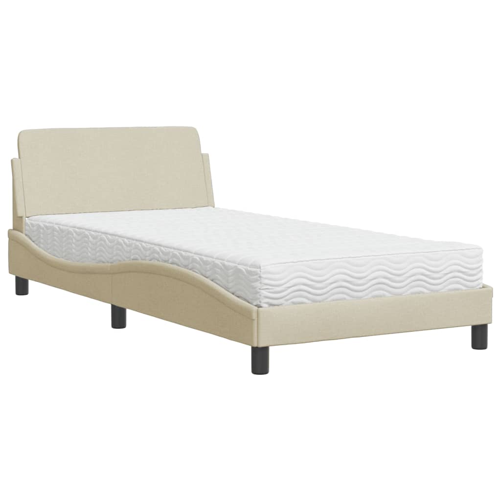 seng med madras Dover 100x200 cm stof cremefarvet