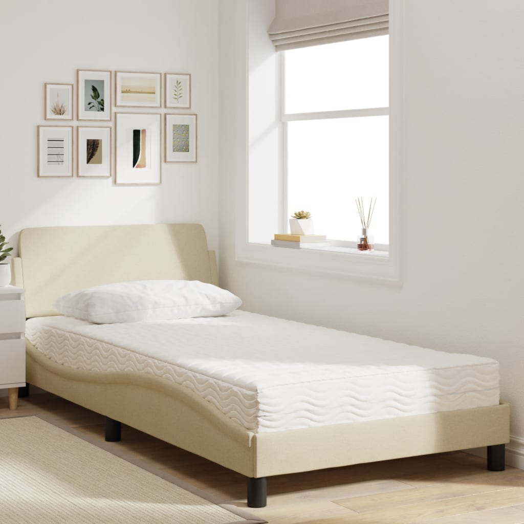 seng med madras Dover 100x200 cm stof cremefarvet