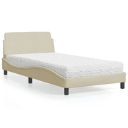 seng med madras Dover 100x200 cm stof cremefarvet
