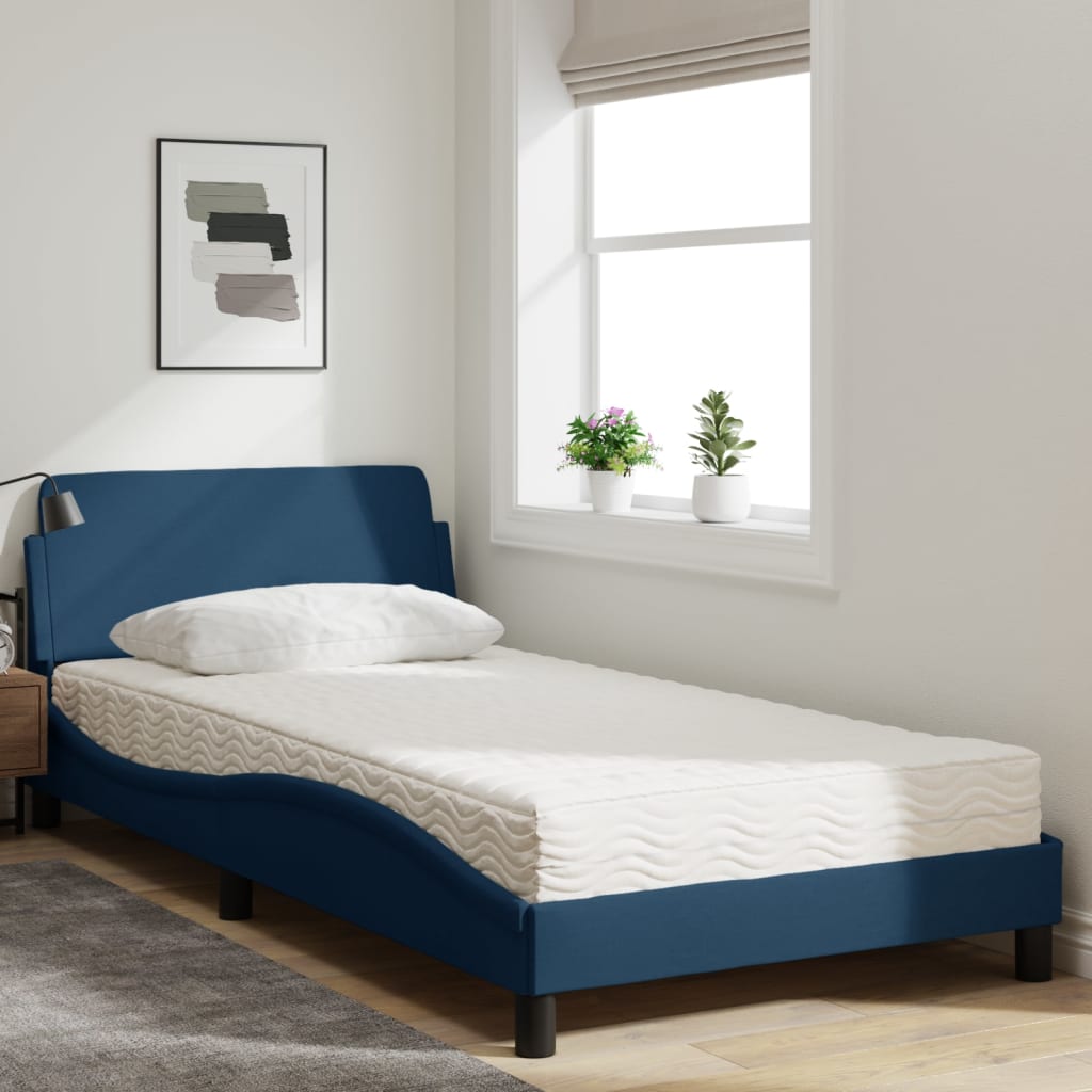 seng med madras Dover 100x200 cm stof blå