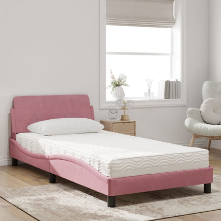 seng med madras Dover 100x200 cm velour lyserød